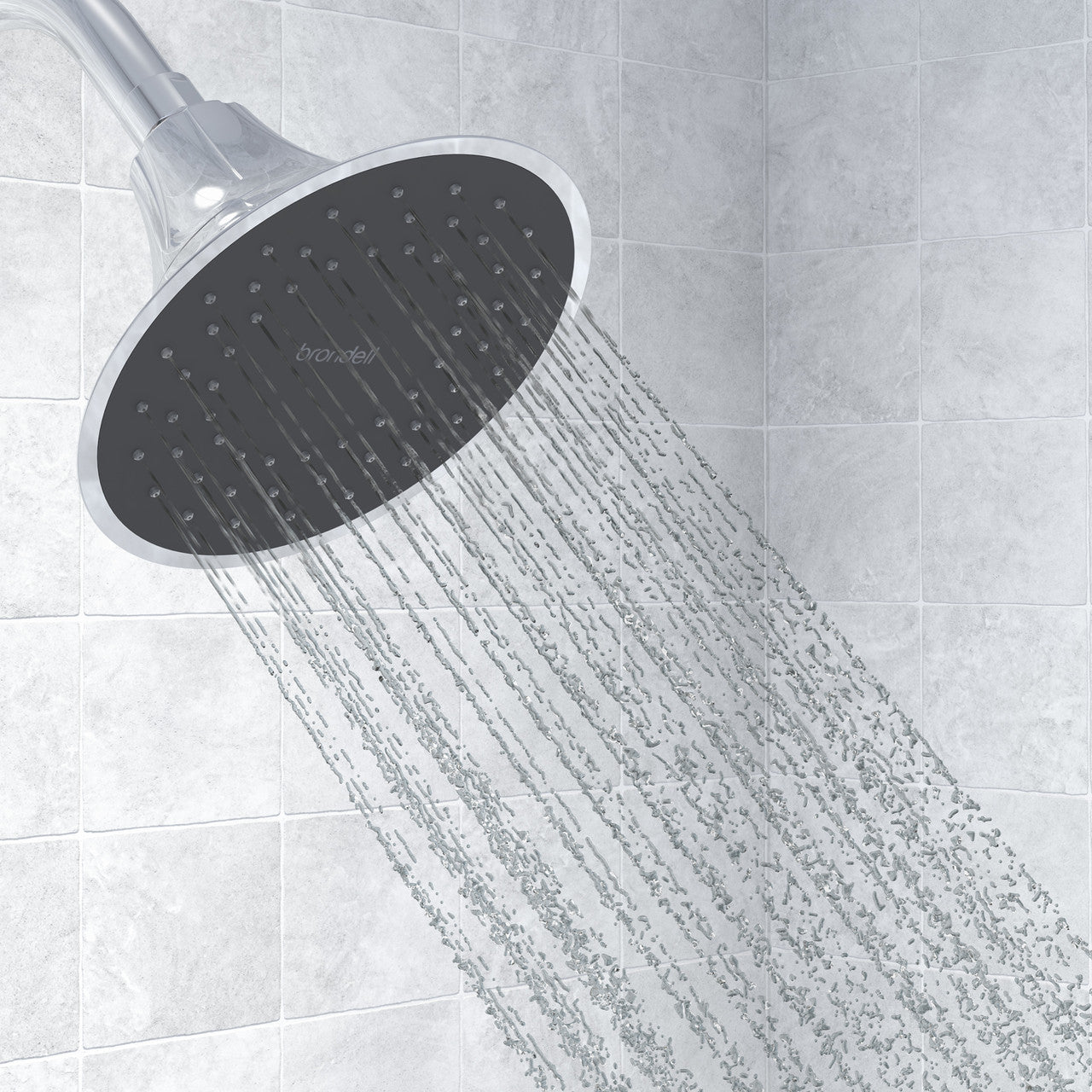 Nebia VivaSpring Filtered Showerhead in Chrome with Obsidian Face