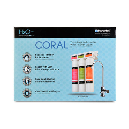 H2O+ Coral Three-Stage Undercounter Water Filtration System with Over 99% Lead Reduction